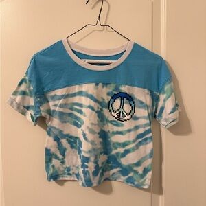 Justice Blue and White Tie-Dye Short Sleeve Tee